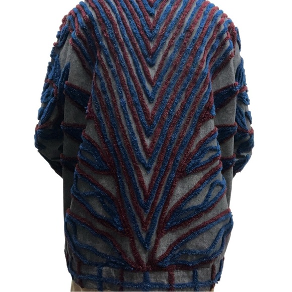 Vintage Stephanie Thomas Sports Textured Embroidered Boho Artsy Leaf Jacket - Picture 5 of 14